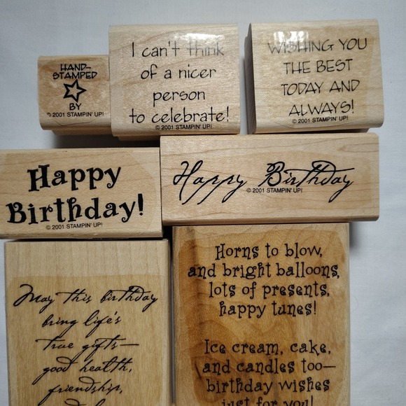 Vintage Stampin Up Wood Stamps Birthday Greetings Set‎ of 9 Retired 2001 - Picture 3 of 6